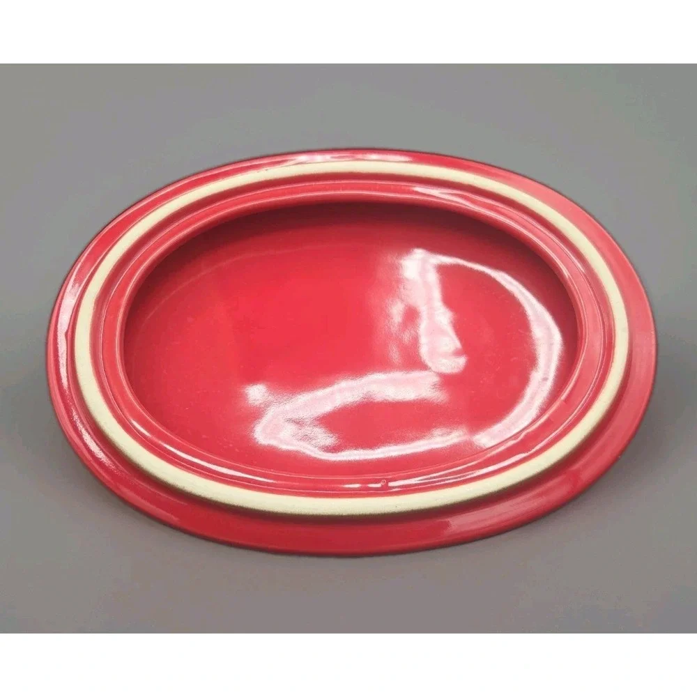 Celebrating Home Stoneware Collection Bean Pot Red Casserole Dish Covered Lid
